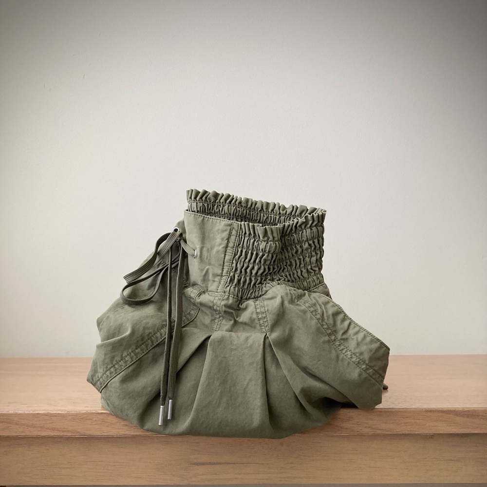 anthropologie hakama parachute culotte pants wide baggy skirt pleated green m - Picture 8 of 11